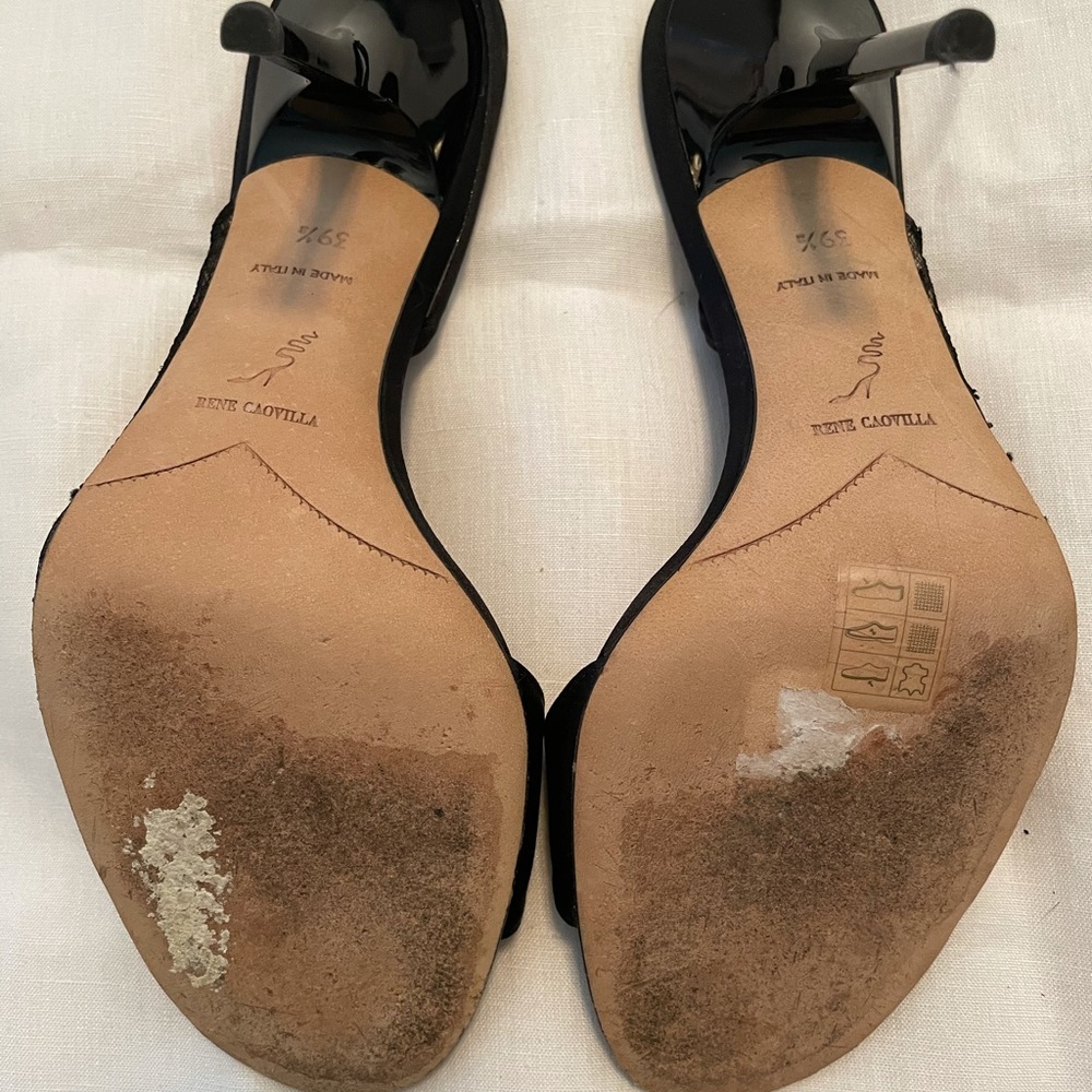 Rene Caovilla black w/ pearl evening shoe - Picture 3 of 4